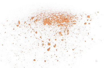 Fototapeta na wymiar Shattered red brick dust isolated on white background