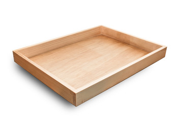 Wooden plate isolated on white background.