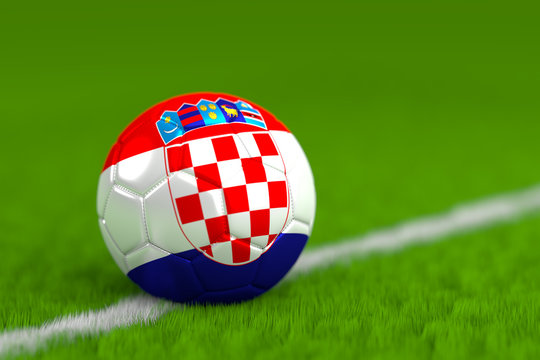 Soccer Ball With Croatian Flag 3D Render