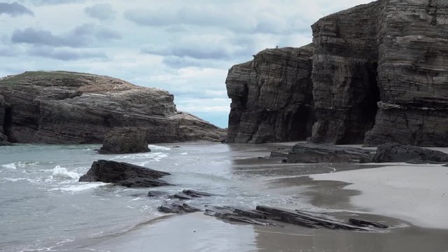 Famous beach of Playa de Las Catedrales in Ribadeo. Galicia, Spain.
