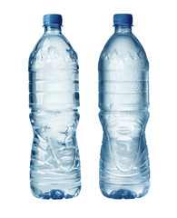 blue water bottles