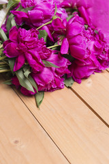 flowers bouquet on wooden background.copy space