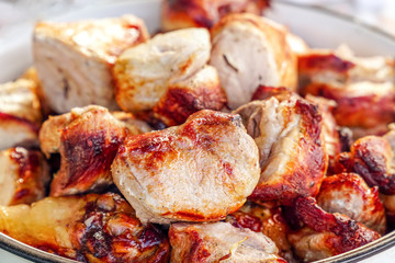 Meat cooked on the coals