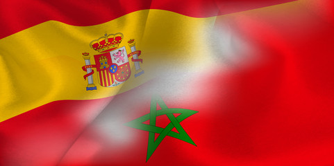 スペイン　モロッコ　 国旗　サッカー