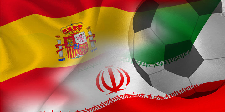スペイン　イラン　 国旗　サッカー