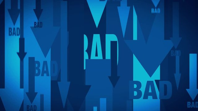 BADの文字と矢印が下に向かうアニメーション ループ