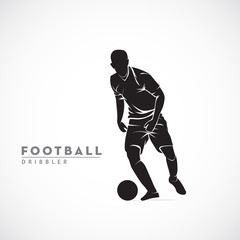 Fototapeta premium silhouette football player dribbling the ball