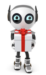 3D Roboter mit Geschenkpaket