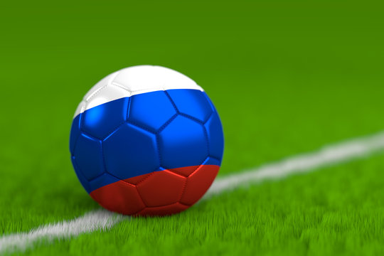 Soccer Ball With Russian Flag 3D Render