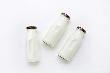 Milk bottle on white background.
