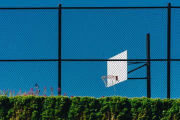 Basketball court outdoor on top of the hill