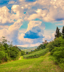 clouds on medieval valley