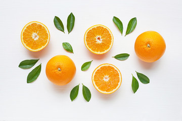Fototapeta na wymiar Fresh orange citrus fruit isolated on white background.