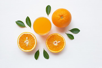 Fototapeta na wymiar Fresh orange citrus fruit with leaves isolated on white backgrou