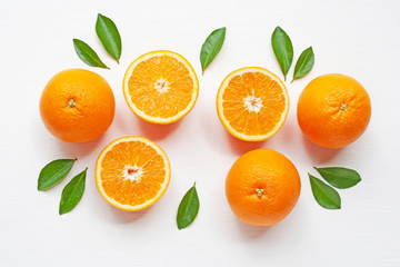 Fresh orange citrus fruit on white background.