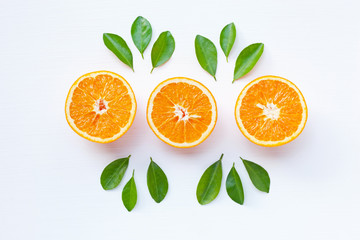 Fresh orange citrus fruit isolated on white background.