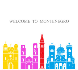 Obraz na płótnie Canvas Montenegro set. Isolated Montenegro architecture on white background
