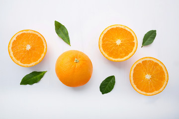 Fresh orange citrus fruit on white background.