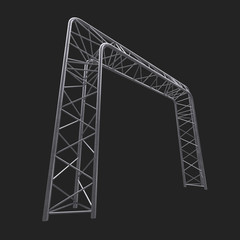 Metal truss girder element. 3d render on black background