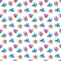 Seamless floral background. Watercolor flowers. Fabric floral pattern. Textile pattern template. 