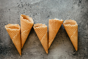 Empty waffle ice cream cones