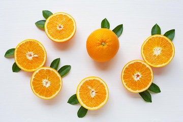 Fototapeta na wymiar Fresh orange citrus fruit isolated on white background.
