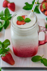 Summer smoothies in a glass jar