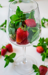 Fresh strawberries in a glass