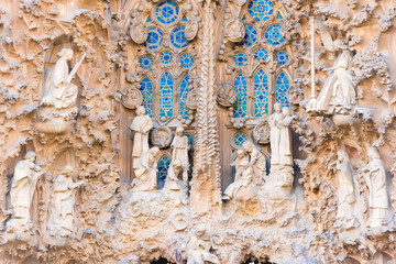 BARCELONA, SPAIN - FEBRUARY 16, 2017: Cathedral of Sagrada Familia. The famous project of Antonio...