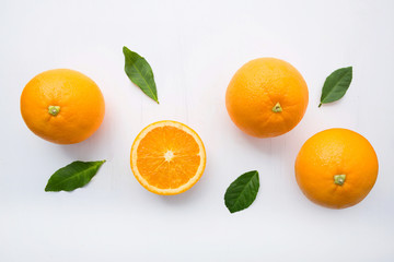 Fresh orange citrus fruit on white background.