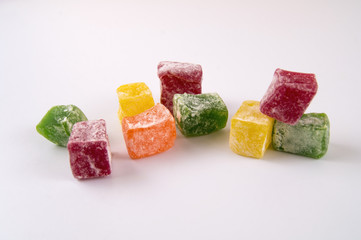 Turkish multicolored lucum on a light background