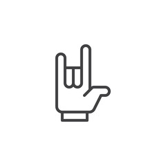 Heavy Rock hand gesture outline icon. linear style sign for mobile concept and web design. Horns Up Heavy Metal Sign simple line vector icon. Symbol, logo illustration. Pixel perfect vector graphics