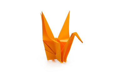 origami crane on white background