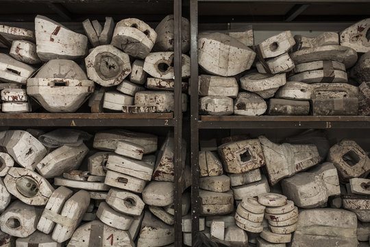 Forms for pouring clay on shelves