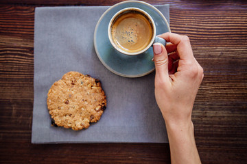 Cup of coffee and cookies