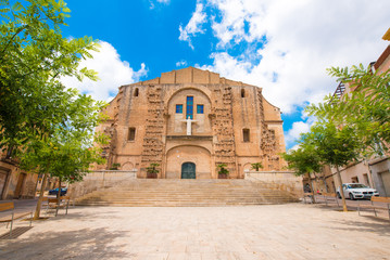 MONT-ROIG DEL CAMP, SPAIN -  JUNE 19, 2017: Church of San Miguel. Copy space for text.