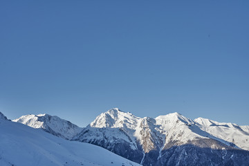 Fototapeta na wymiar Sunrise Over Snow Capped Pyrenean Mountains
