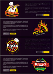 Obraz premium Hot Italian Pizza Fast Delivery Web Pages Set