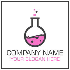 LaboratoryFlask with Liquid Vector Logo Design for Science Company or Laboratory - Pink and Black