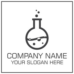 LaboratoryFlask with Liquid Vector Logo Design for Science Company or Laboratory - White and Black