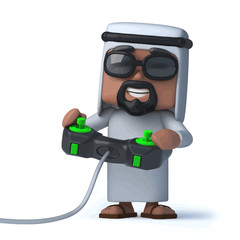 Vector 3d Arab plays a videogame © Steve Young