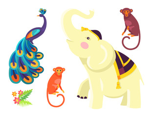 Symbols of India Isolated Vector Illustration