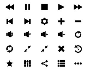 audio video button icon design set illustration,glyph style design, designed for web and app
