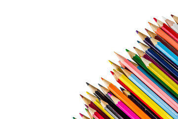 Back to school concept - color pencils isolated on white background