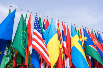 national flag with blue sky