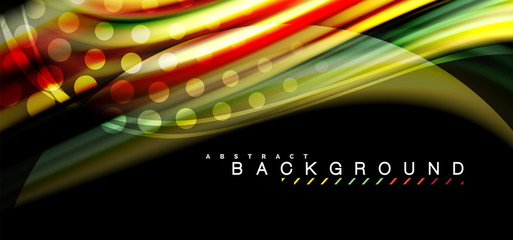 Multicolored wave lines on black background design
