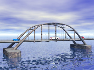 Fototapeta na wymiar Stählerne Bogenbrücke 