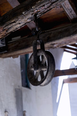 Close-up of an old pulley