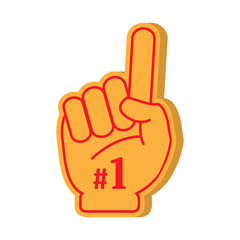 Number one and the best. Vector illustration. Bright colorful foam fingers set.