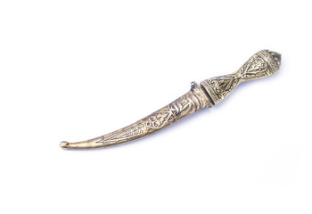 Decorative oriental otoman knife on the white background